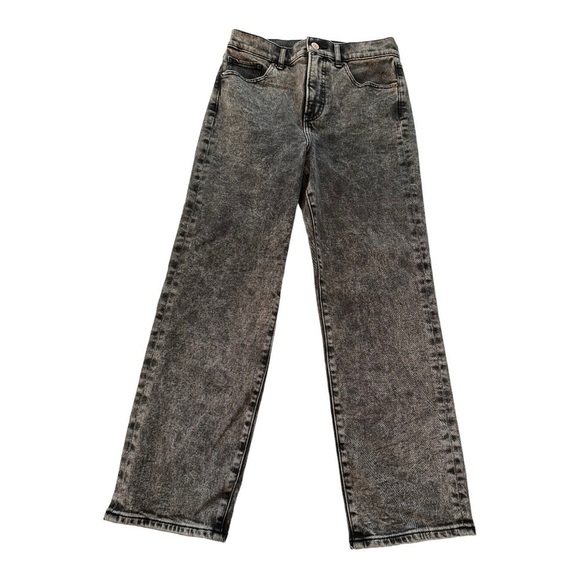 Express NWOT Super High Waisted Gray Straight Leg Ankle Jeans - Picture 1 of 4